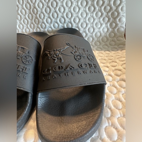 Coach Leatherware Men’s Rexy & Carriage Black Logo Slides Sandals Size 9 D - Picture 5 of 11